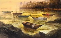 A. Q. Arif, 24 x 42 Inch, Oil on Canvas, Citysscape Painting, AC-AQ-405